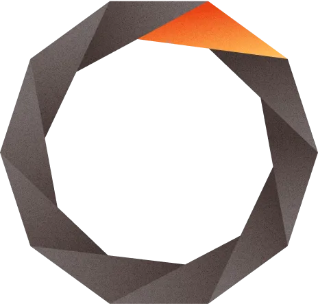 Large grey and orange geometrical illustration representing message journey automation